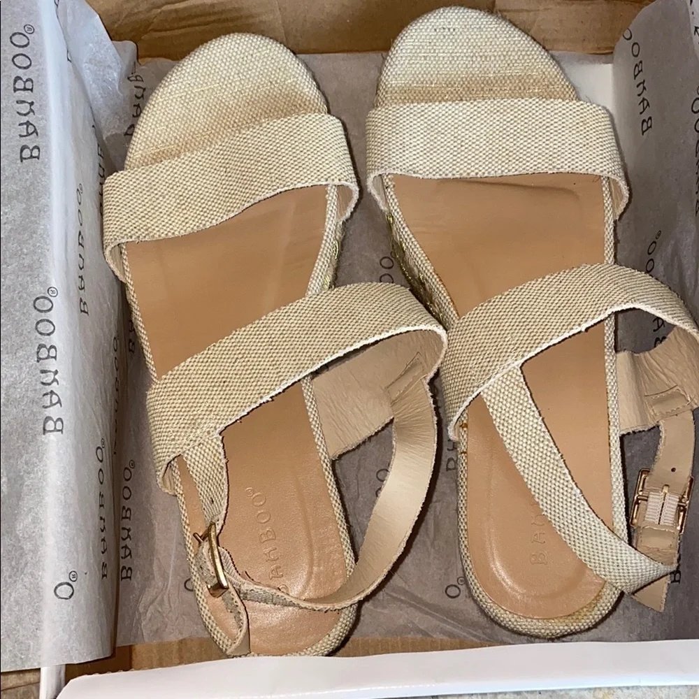 BAMBOO Cream Espadrilles with Natural Woven Design